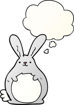 cartoon rabbit and thought bubble in smooth gradient style vector
