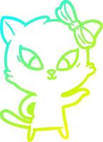 cold gradient line drawing cartoon cat vector