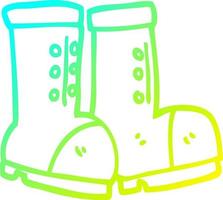 cold gradient line drawing cartoon work boots vector