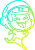cold gradient line drawing cartoon laughing astronaut vector