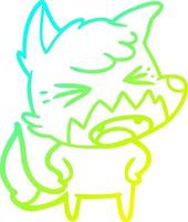 cold gradient line drawing angry cartoon fox vector