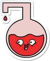 sticker of a cute cartoon science experiment vector