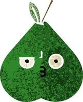 retro illustration style cartoon pear vector