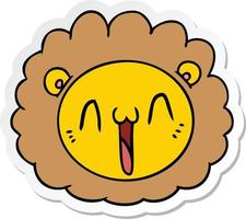 sticker of a cartoon lion face vector