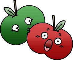 gradient shaded cartoon pair of apples vector