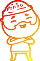 warm gradient line drawing cartoon happy bearded man vector