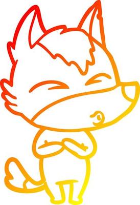 warm gradient line drawing cartoon wolf whistling