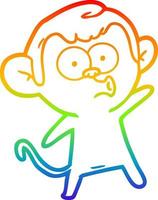 rainbow gradient line drawing cartoon surprised monkey vector