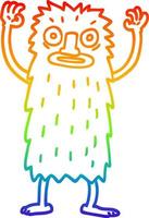 rainbow gradient line drawing cartoon yeti monster vector