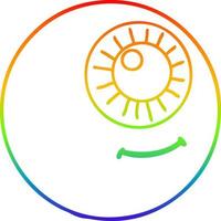 globo ocular de dibujos animados de dibujo de línea de gradiente de arco iris vector