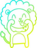 cold gradient line drawing happy cartoon lion vector