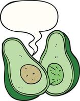 cartoon avocado and speech bubble vector