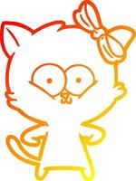 warm gradient line drawing cartoon cat vector