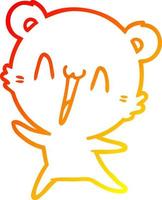 warm gradient line drawing happy bear cartoon vector