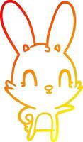 warm gradient line drawing cute cartoon rabbit vector