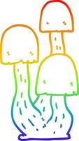 rainbow gradient line drawing cartoon mushroom vector