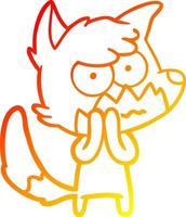 warm gradient line drawing cartoon annoyed fox vector