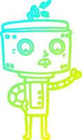 cold gradient line drawing cartoon robot vector