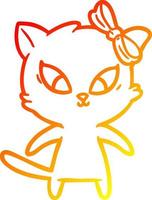 warm gradient line drawing cartoon cat vector