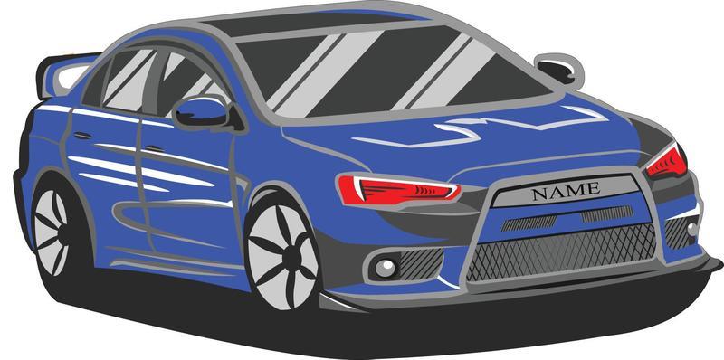Cool blue 3d sports car that can be used according to your needs and can custom your name or brand on the vehicle number plate