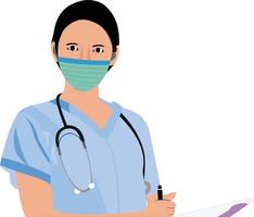 picture of female nurse wearing a mask vector