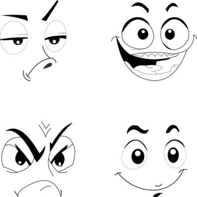 black and white facial expression vector illustration