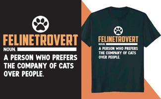 felinetrovert definición diseño de camiseta de pata de gato vector
