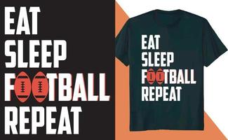 comer dormir fútbol repetir diseño de camiseta vector