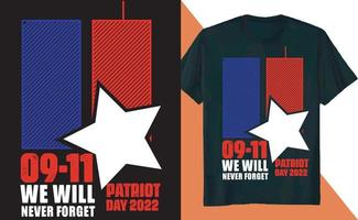 911 nunca olvidaremos el diseño de la camiseta del día del patriota 2022 vector