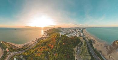 Top view of Vung Tau with statue of Jesus Christ on Mountain . the most popular local place. Christ the King, a statue of Jesus. Travel concept. photo