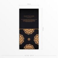 Luxury black rectangular invitation card template with vintage abstract ornament. Elegant and classic elements ready for print and typography. vector