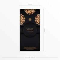 Luxury black rectangular invitation card template with vintage abstract ornament. Elegant and classic elements are great for decoration. vector