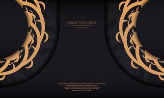 Black luxury background with abstract ornament. Elegant and classic elements with space for your text. vector
