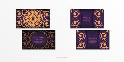 Purple Business Cards Template with Decorative Ornaments Business Cards, Oriental Pattern, Illustration. vector