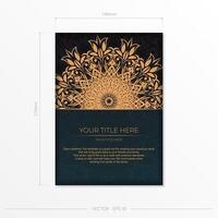 Dark green postcard template with white abstract ornament. Elegant and classic elements ready for print and typography. illustration. vector