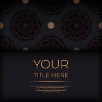 Luxury black square invitation card template with vintage abstract ornament. Elegant and classic vector elements are great for decoration.