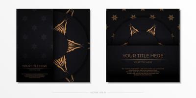 Luxurious black invitation card template with vintage abstract ornament. Elegant and classic vector elements ready for print and typography.