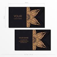 Luxurious black postcard template with vintage indian ornaments. Elegant and classic vector elements ready for print and typography.