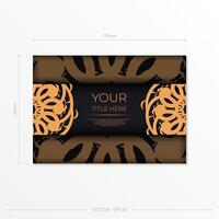 Luxury black rectangular invitation card template with vintage indian ornaments. Elegant and classic elements ready for print and typography. vector