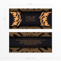 Luxury black rectangular invitation card template with vintage indian ornaments. Elegant and classic elements ready for print and typography. vector