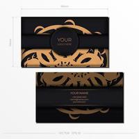 Black luxury Business cards. Decorative business card ornaments, oriental pattern, illustration. vector