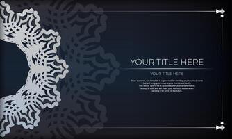 Dark blue luxury background with abstract ornament. Elegant and classic vector elements.