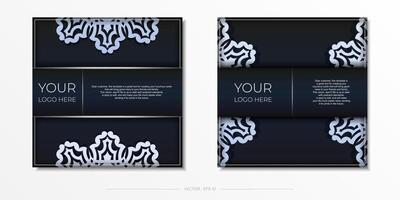 Two black and white brochures with a floral pattern vector