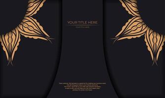 Luxury black and gold background with golden floral pattern vector