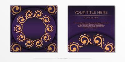 Luxury purple invitation card template with vintage abstract ornament. Elegant and classic vector elements are great for decoration.