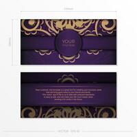 Two purple and gold business cards with ornate design vector