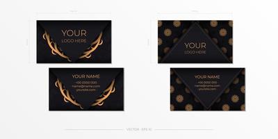 Black luxury Business cards. Decorative business card ornaments, oriental pattern, illustration. vector