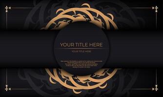 Black luxury background with Indian ornament. Elegant and classic elements ready for print and typography. vector