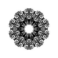 Indian mandala black and white. Circular ornament. Isolated on a white background. vector