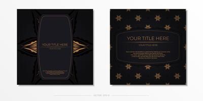 Luxurious black invitation card template with vintage abstract ornament. Elegant and classic vector elements ready for print and typography.